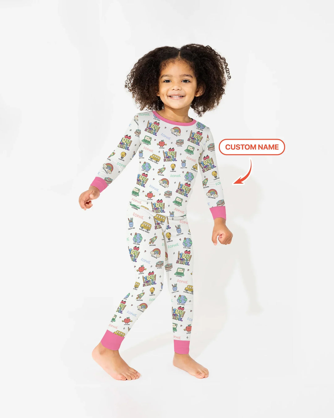 Custom Name Celebration Hundred Days Two Piece Long Sleeve Pajama Set