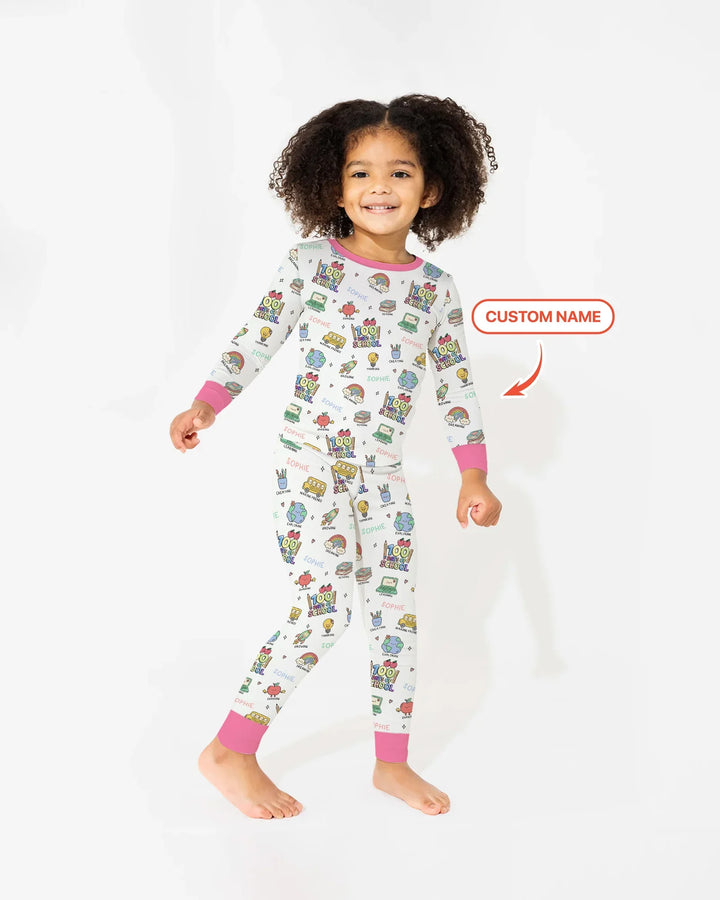 Custom Name Celebration Hundred Days Two Piece Long Sleeve Pajama Set