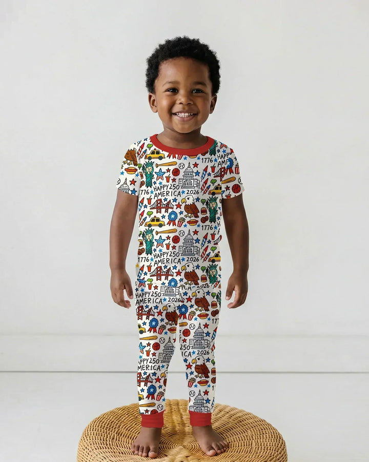 Doodle America 250th Anniversary Family Two Piece Short Sleeve Pajama Set