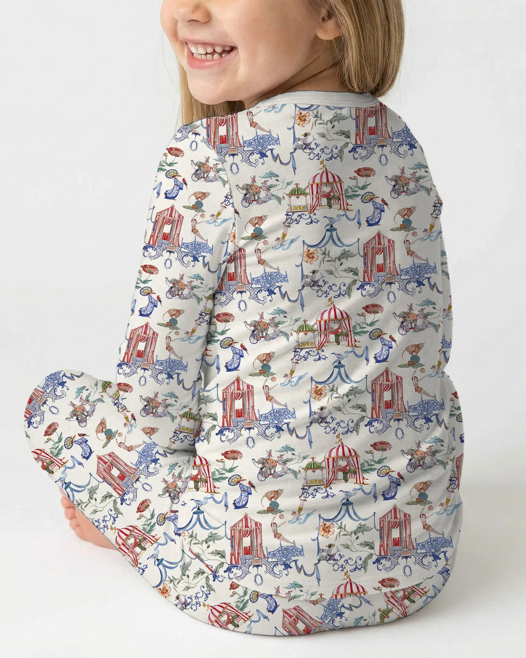 Vintage Lousiana Circus Toile Family Matching Bamboo Two Piece Long Sleeve Pajama Set