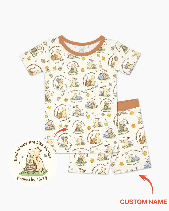 Kind Words Are Like Honey Custom Name Bamboo Two Piece Short Sleeve Shorts Pajama