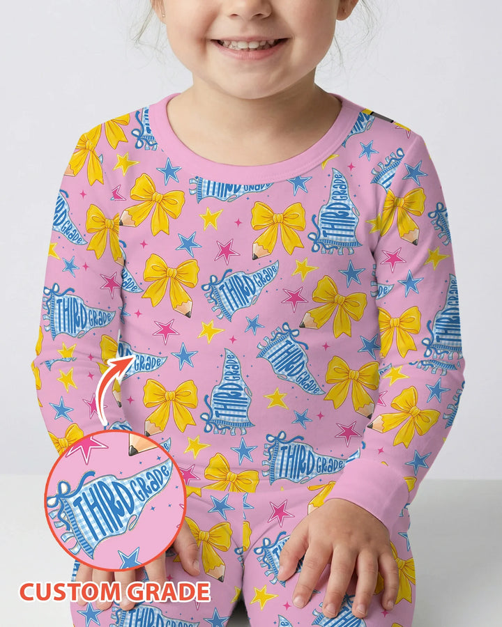Conjunto de pijama de dos piezas de bambú con mangas largas, plantilla PERSONALIZADA