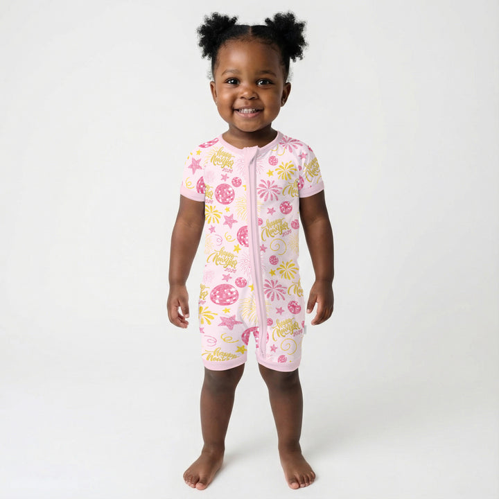 New Year's Eve Celebration Two Piece Short Sleeve Shorts Pajama Set