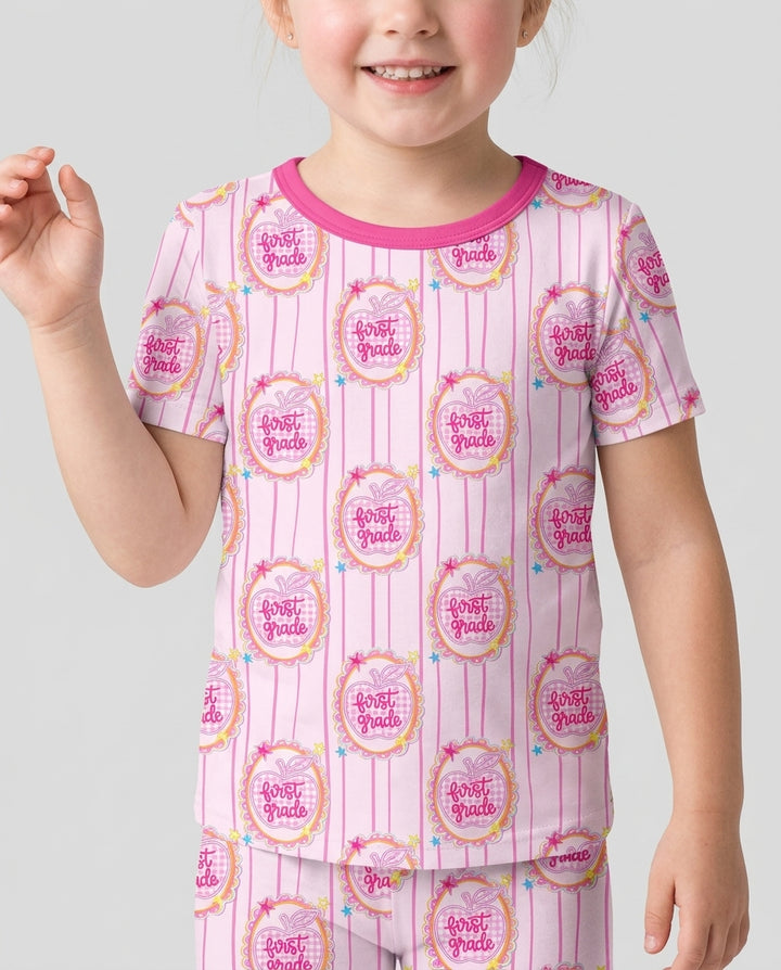 Conjunto de Pijama de Dos Piezas de Bambú con Mangas Cortas y Pantalones Cortos