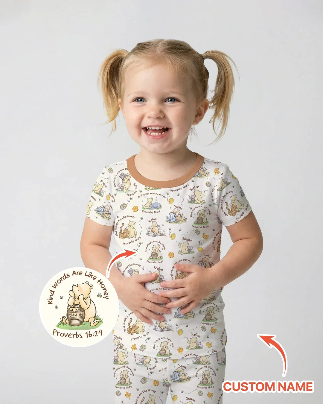 Kind Words Are Like Honey Custom Name Bamboo Two Piece Short Sleeve Pajama Set