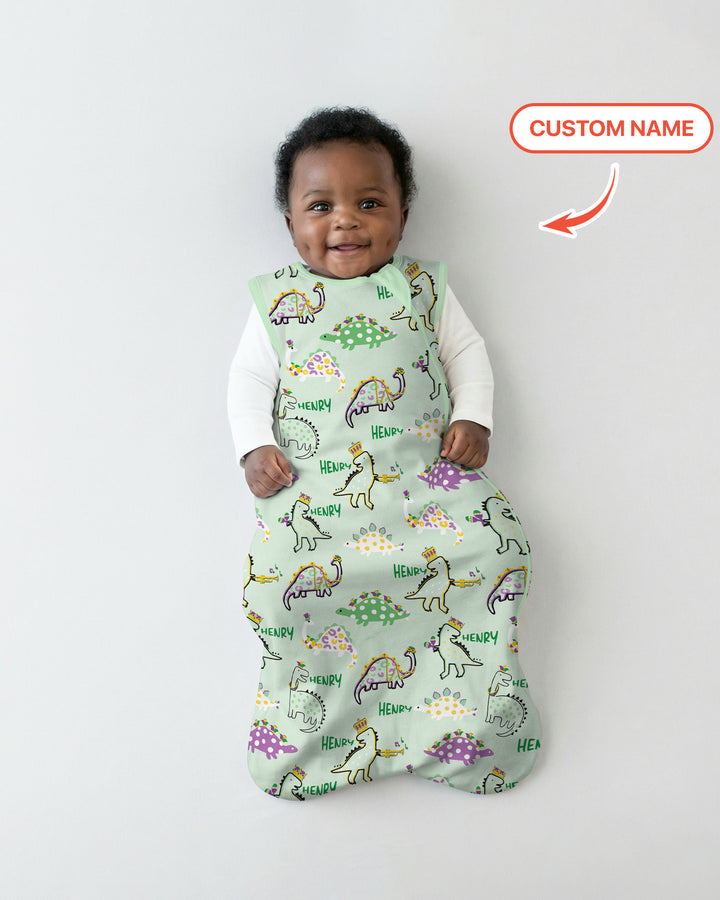 Custom Name Mardi Gras Saurus Sleep Bag