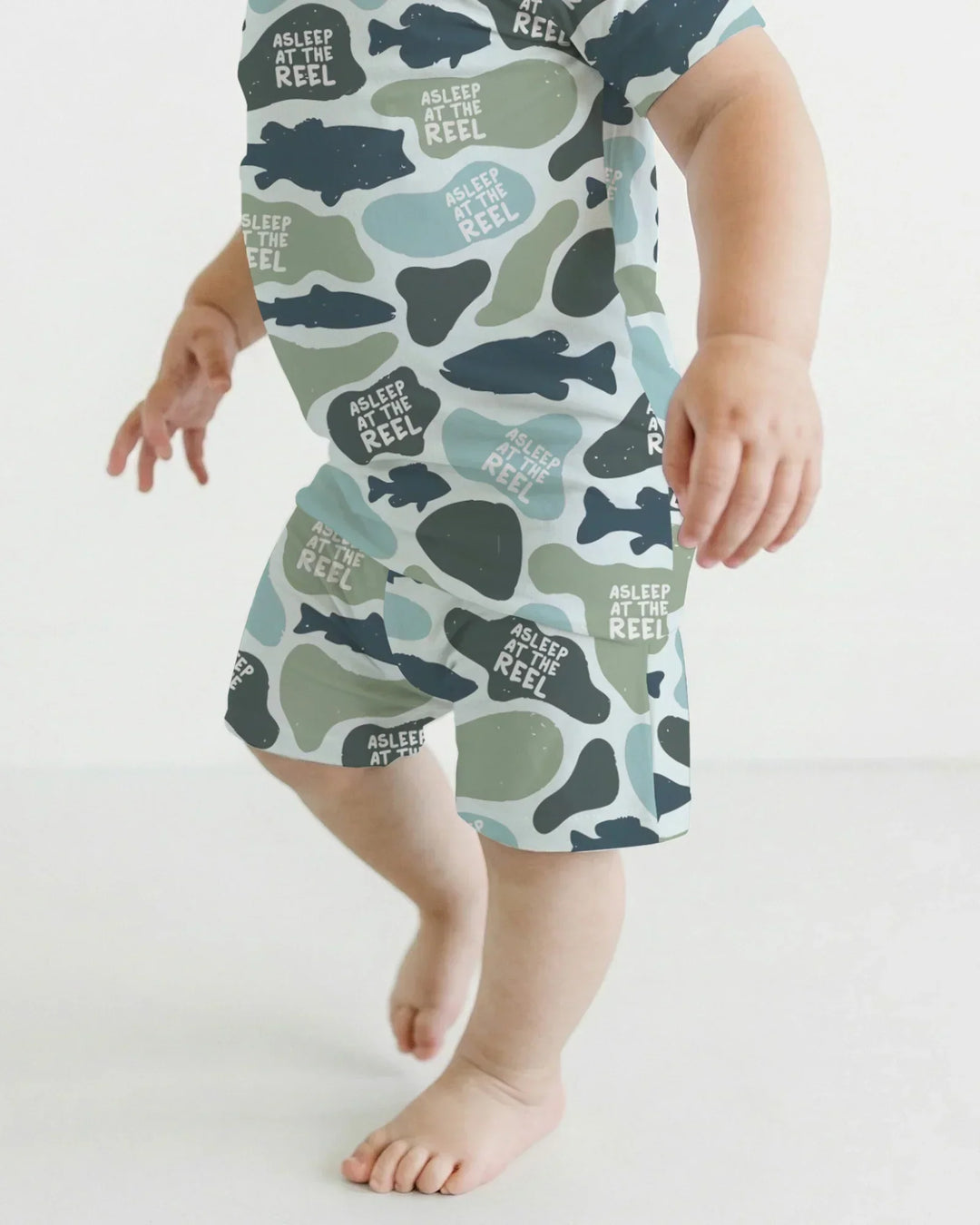 Asleep At The Reel Matching Daddy & Me Two Piece Short Sleeve Shorts Pajama Set