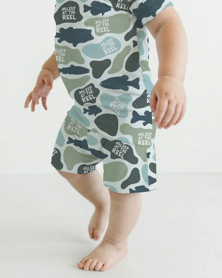 Asleep At The Reel Matching Daddy & Me Two Piece Short Sleeve Shorts Pajama Set