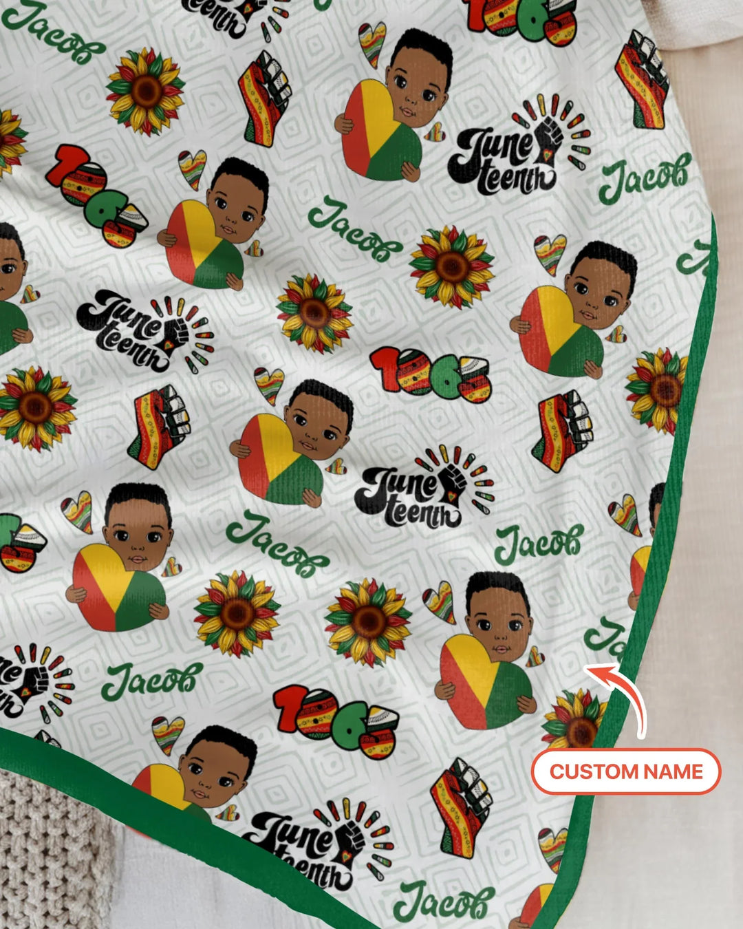 Custom Name Bloom in Freedom Bamboo Blanket