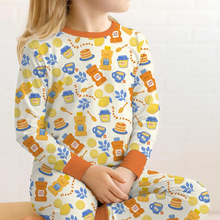 Honey Bear Bottle Two Piece Long Sleeve Pajama Set