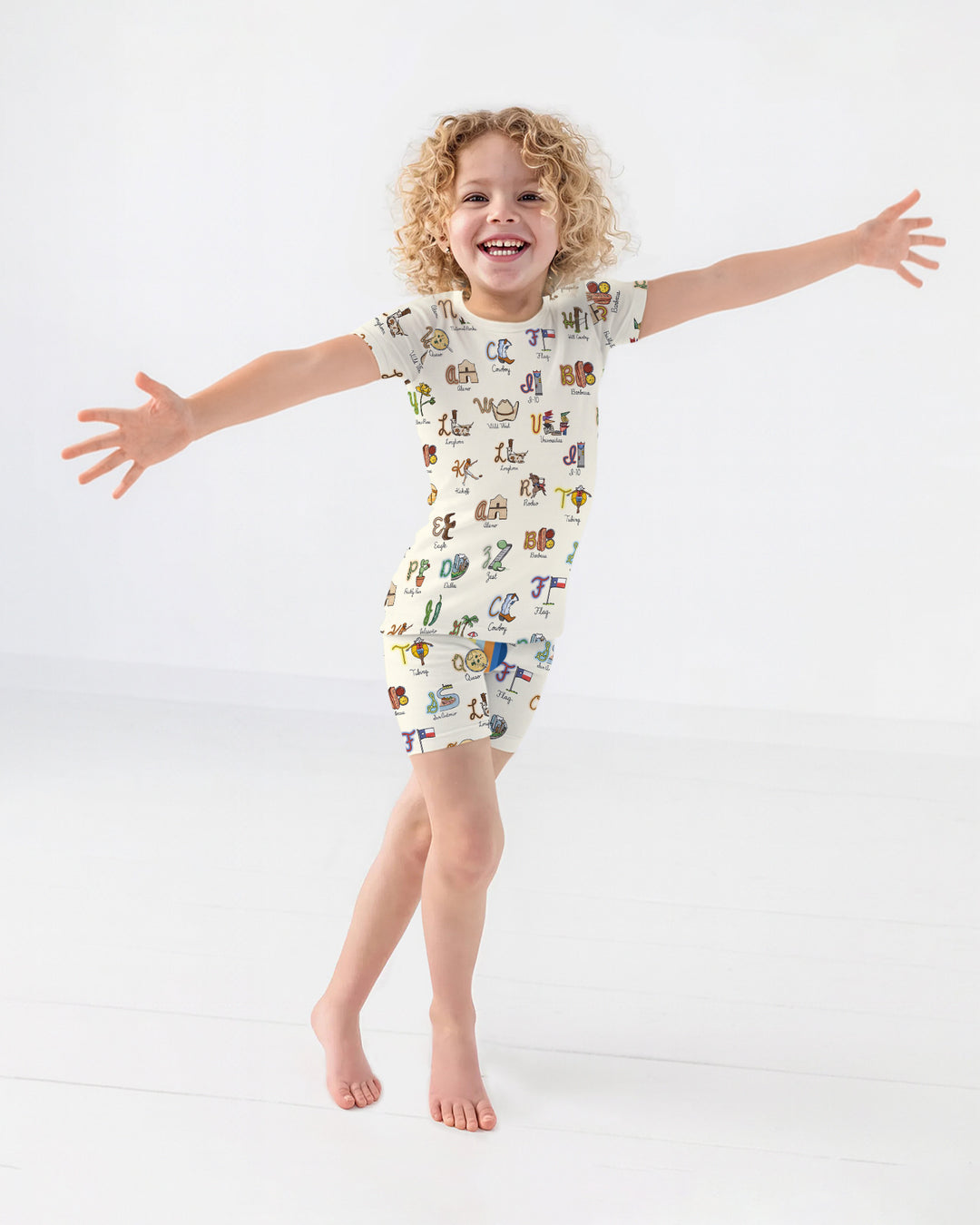 Texas Alphabet Bamboo Two Piece Short Sleeve Shorts Pajama Set
