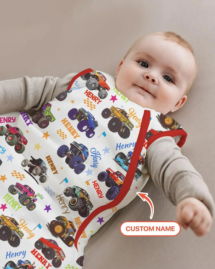 Saco de Dormir de Bambú con Nombre Personalizado de Camión Monstruo