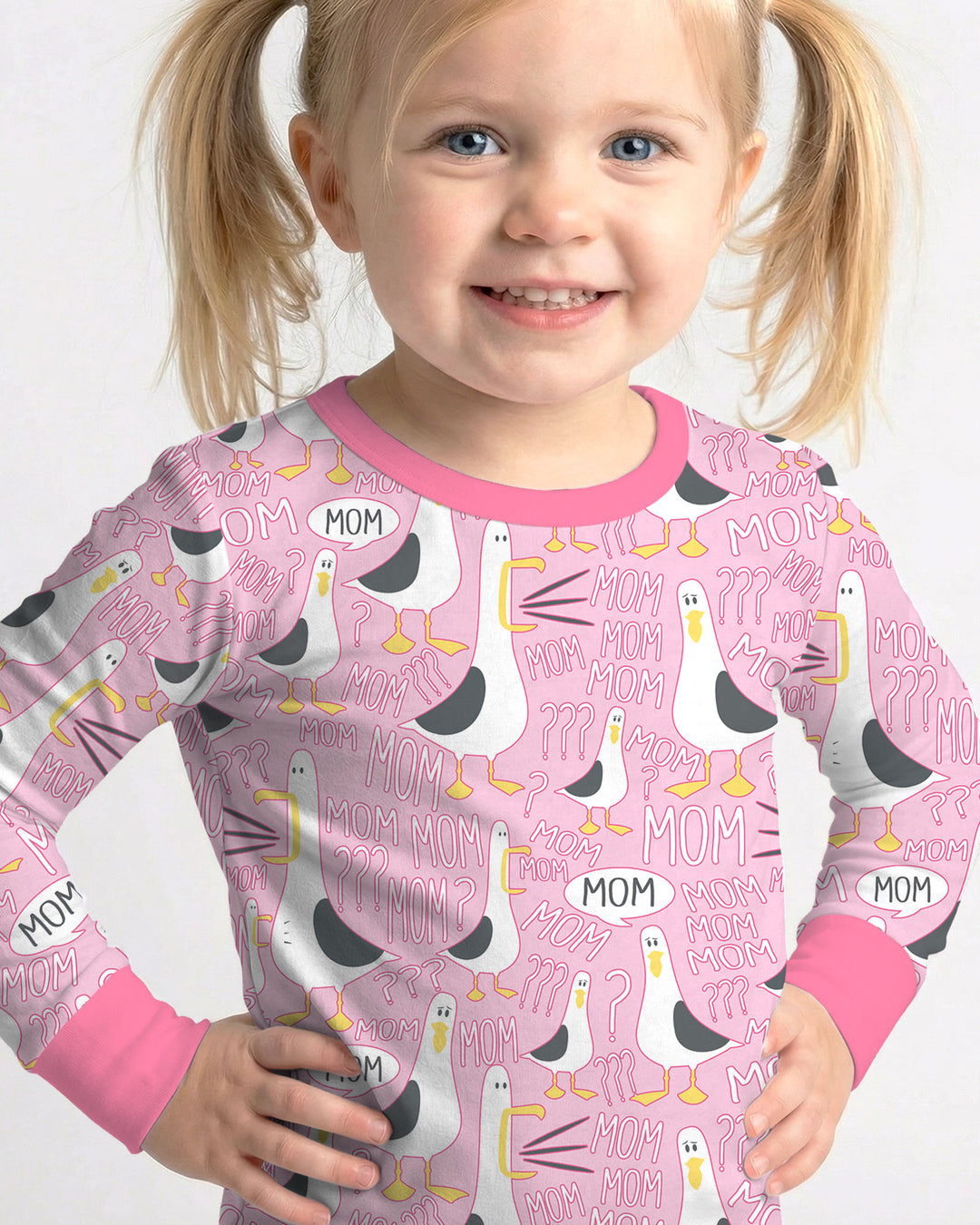 Funny Seagull MOM Two Piece Long Sleeve Pajama Set