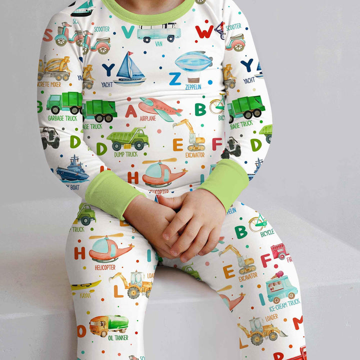 Transportation Alphabet Two Piece Long Sleeve Pajama Set