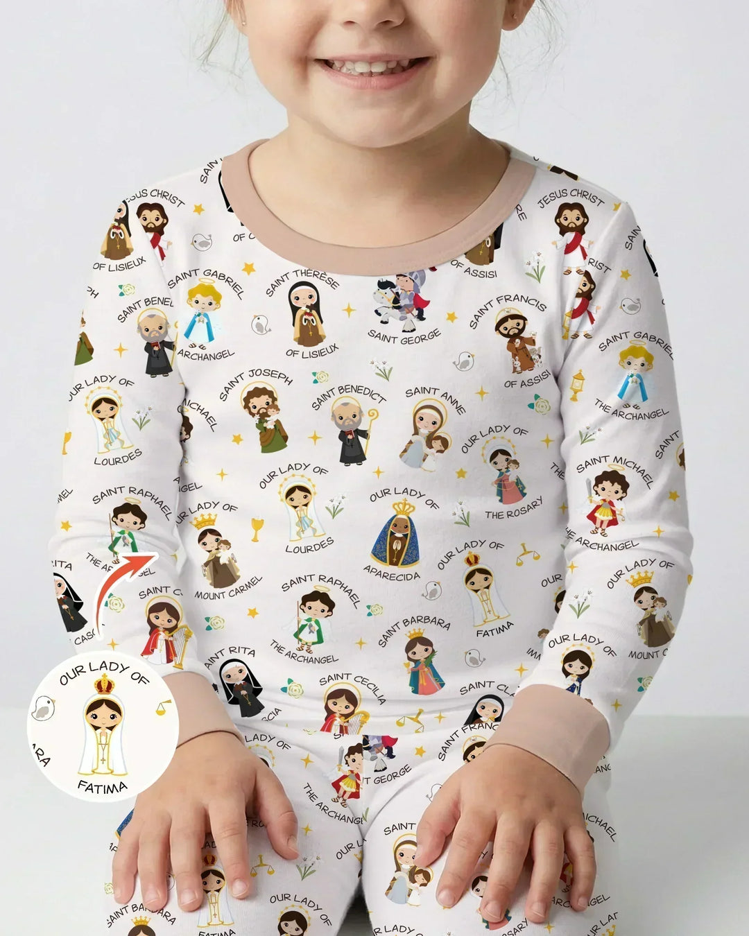 Pray For Us Family Matching Two Piece Long Sleeve Pajama Set