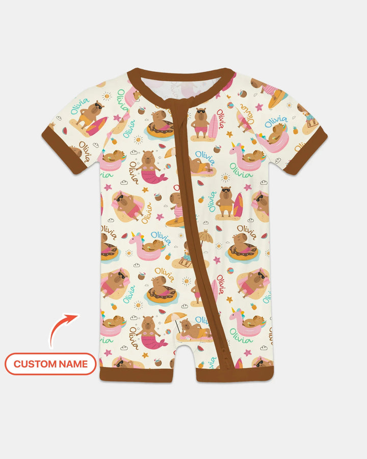 Don't Worry, Be Capy Mono Personalizado Bambú Manga Corta Zippy