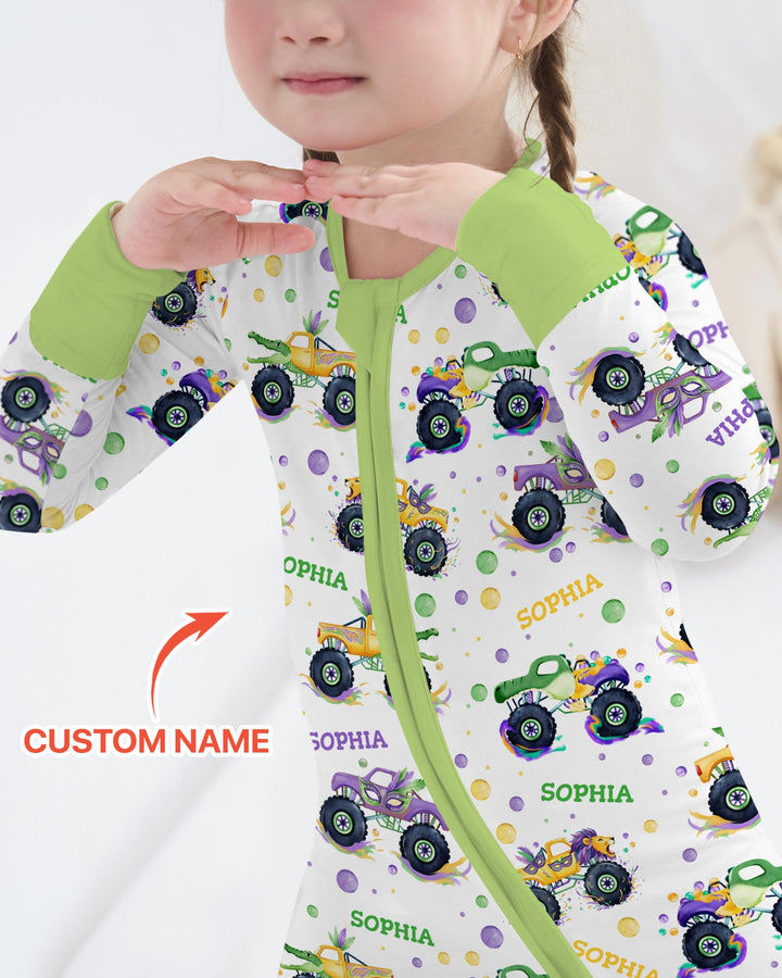Custom Name Mardi Gras Monster Trucks Convertible Zippy