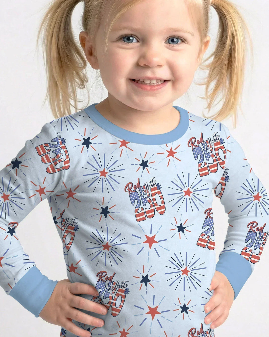 Red White and 250th Anniversary Bamboo Two Piece Long Sleeve Pajama Set