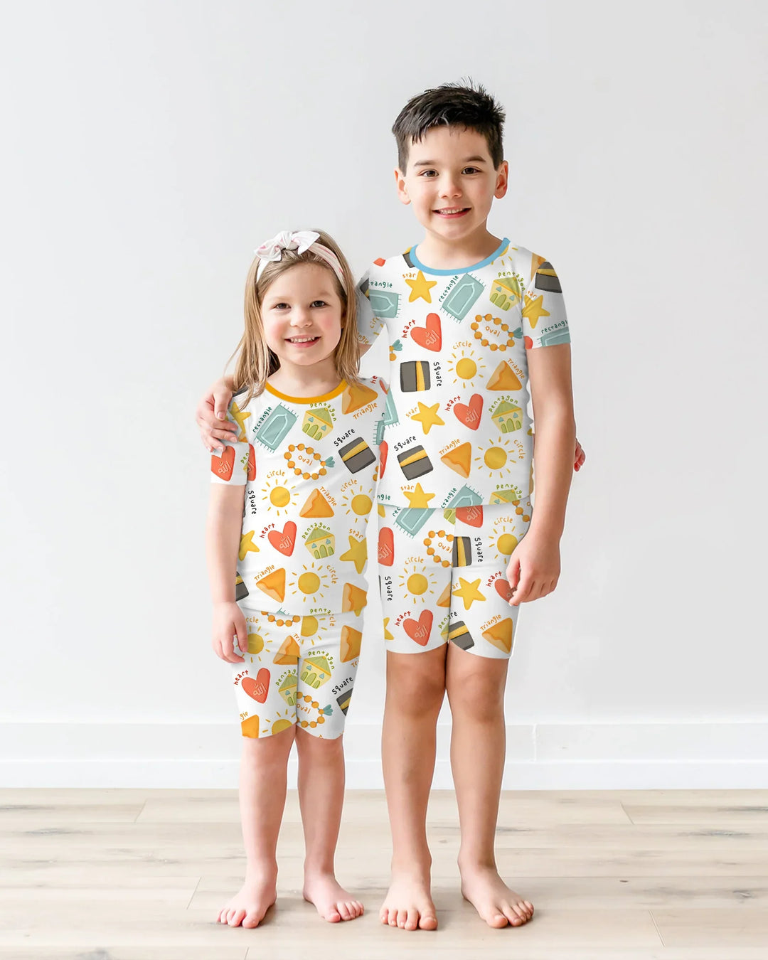 Islamic Shapes Two Piece Short Sleeve Shorts Pajama Set