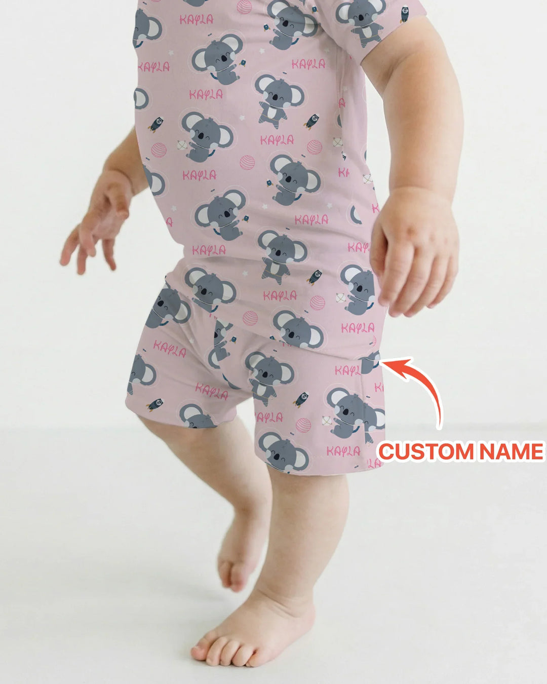 Custom Name Cosmic Koala Two Piece Short Sleeve Shorts Pajama Set