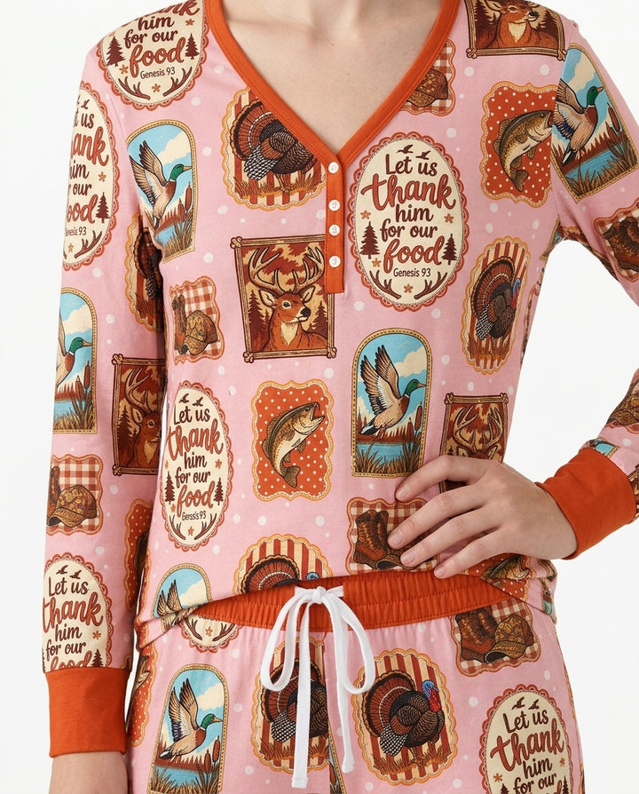 Hunting Let Us Thank Him For Our Food Bamboo Women Pajama Set