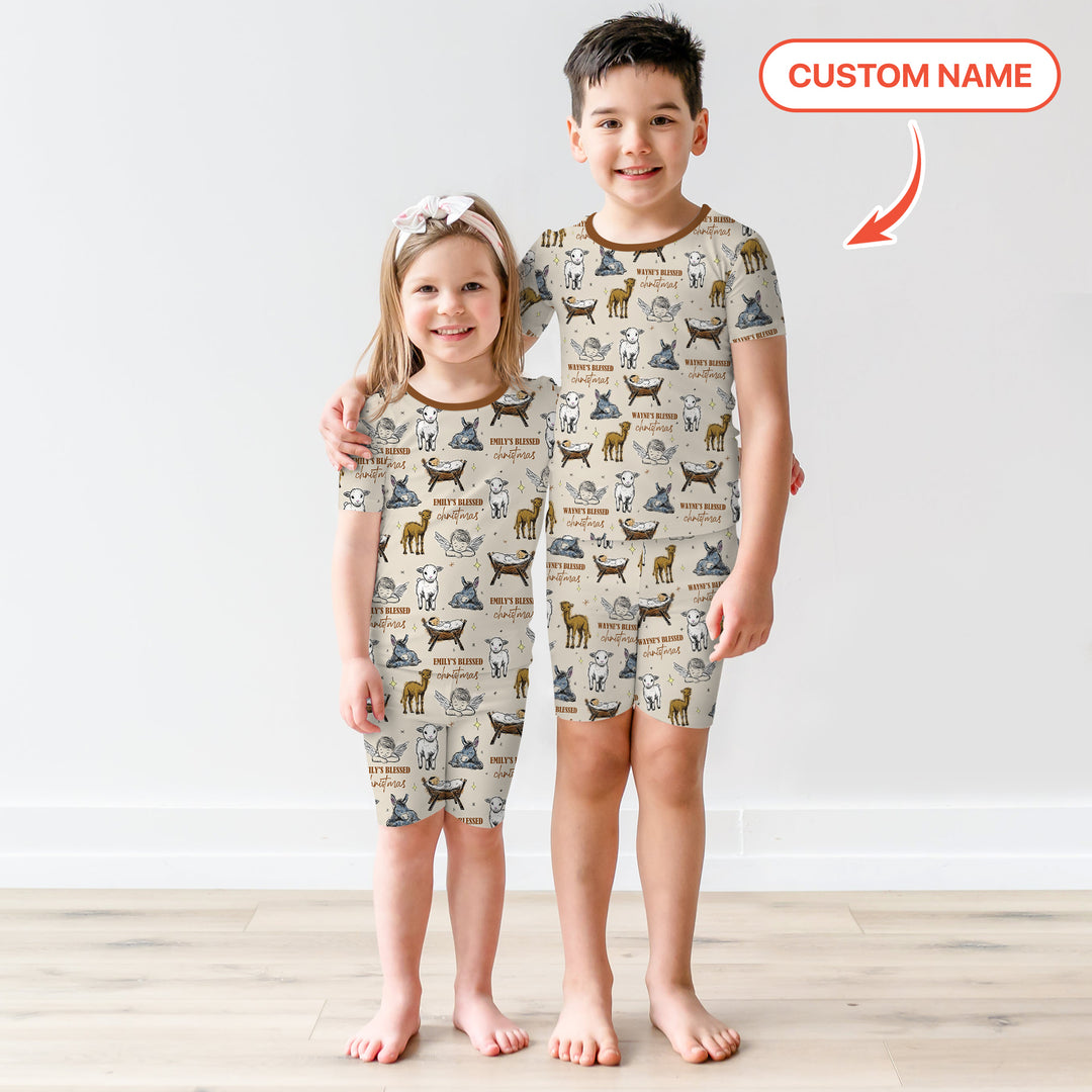 Zweiteiliges Pyjama-Set mit kurzen Ärmeln und Shorts im Sommer-Design
