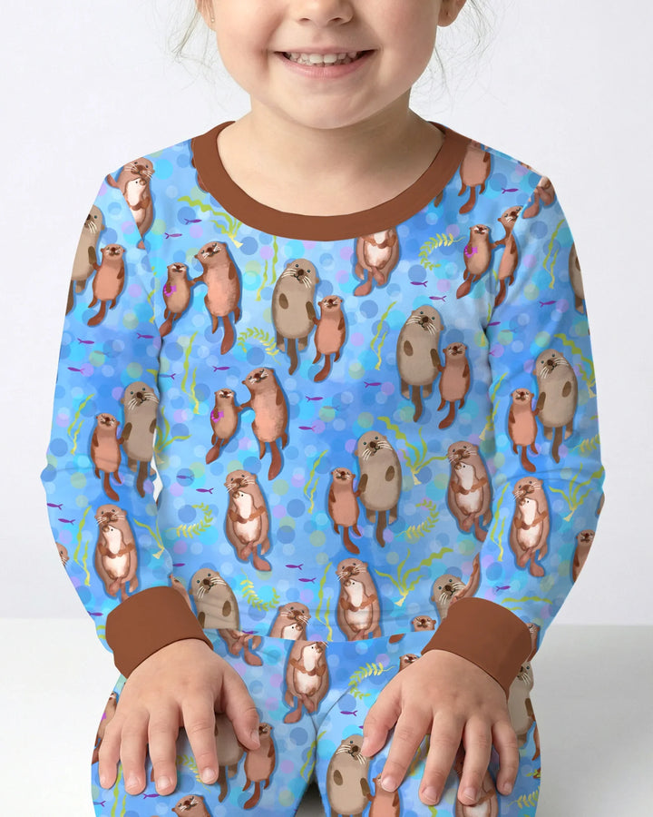 Conjunto de pijama de dos piezas de bambú con mangas largas Otterly Together