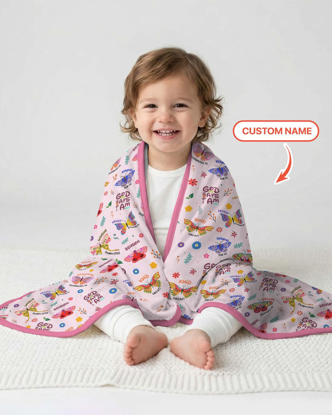 Custom Name God says I am Butterfly Bamboo Blanket