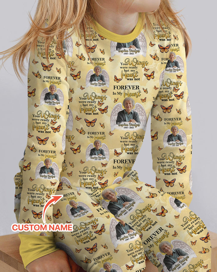 Custom Photo Forever In My Heart Family Matching Bamboo Two Piece Long Sleeve Pajama Set