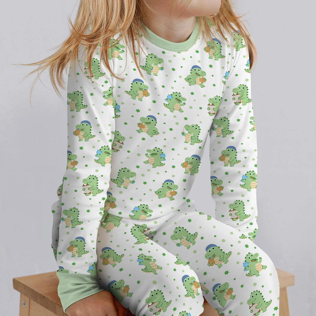 Zweiteiliges Langarm-Pyjama-Set mit Sommerfrüchten
