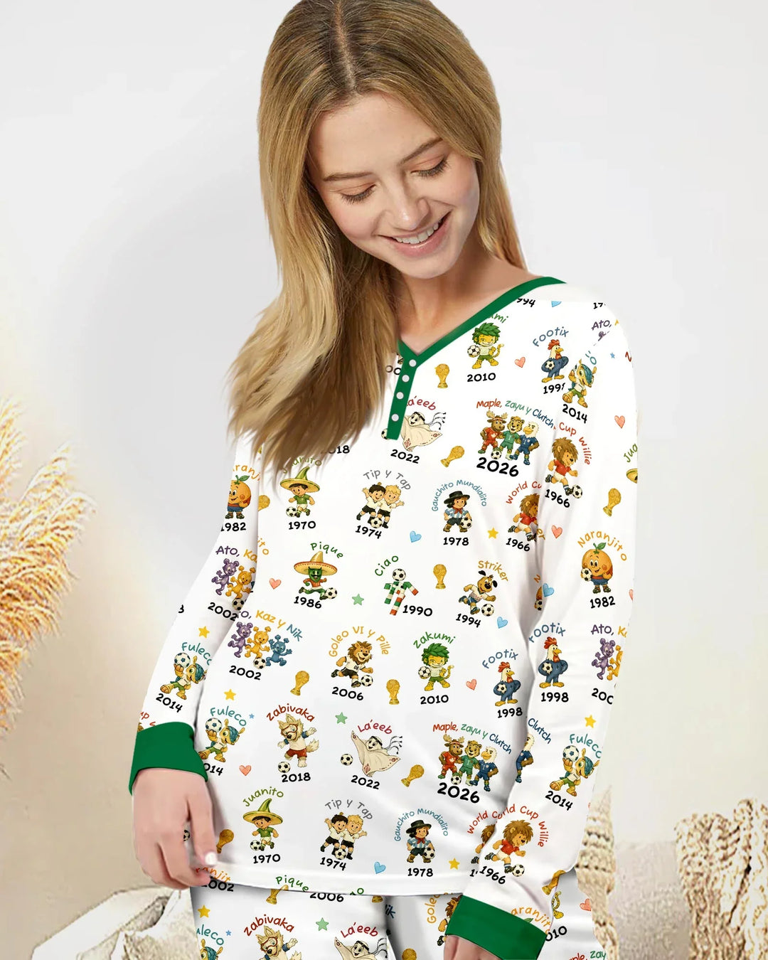 Soccer cup Mascots Bamboo Women Pajama Set