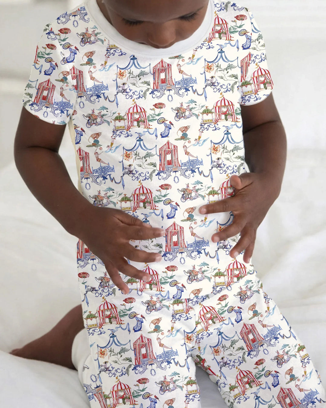 Vintage Lousiana Circus Toile Family Matching Bamboo Two Piece Short Sleeve Pajama Set