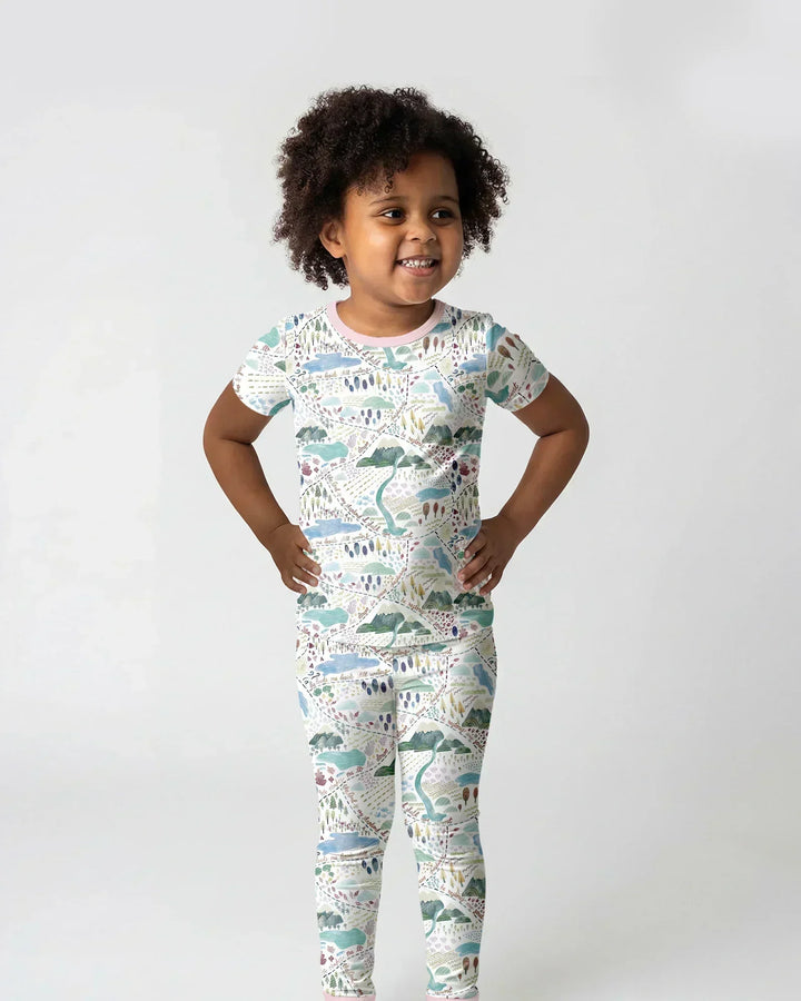 Whimsical Psalms 23 Map Two Piece Short Sleeve Pajama Set