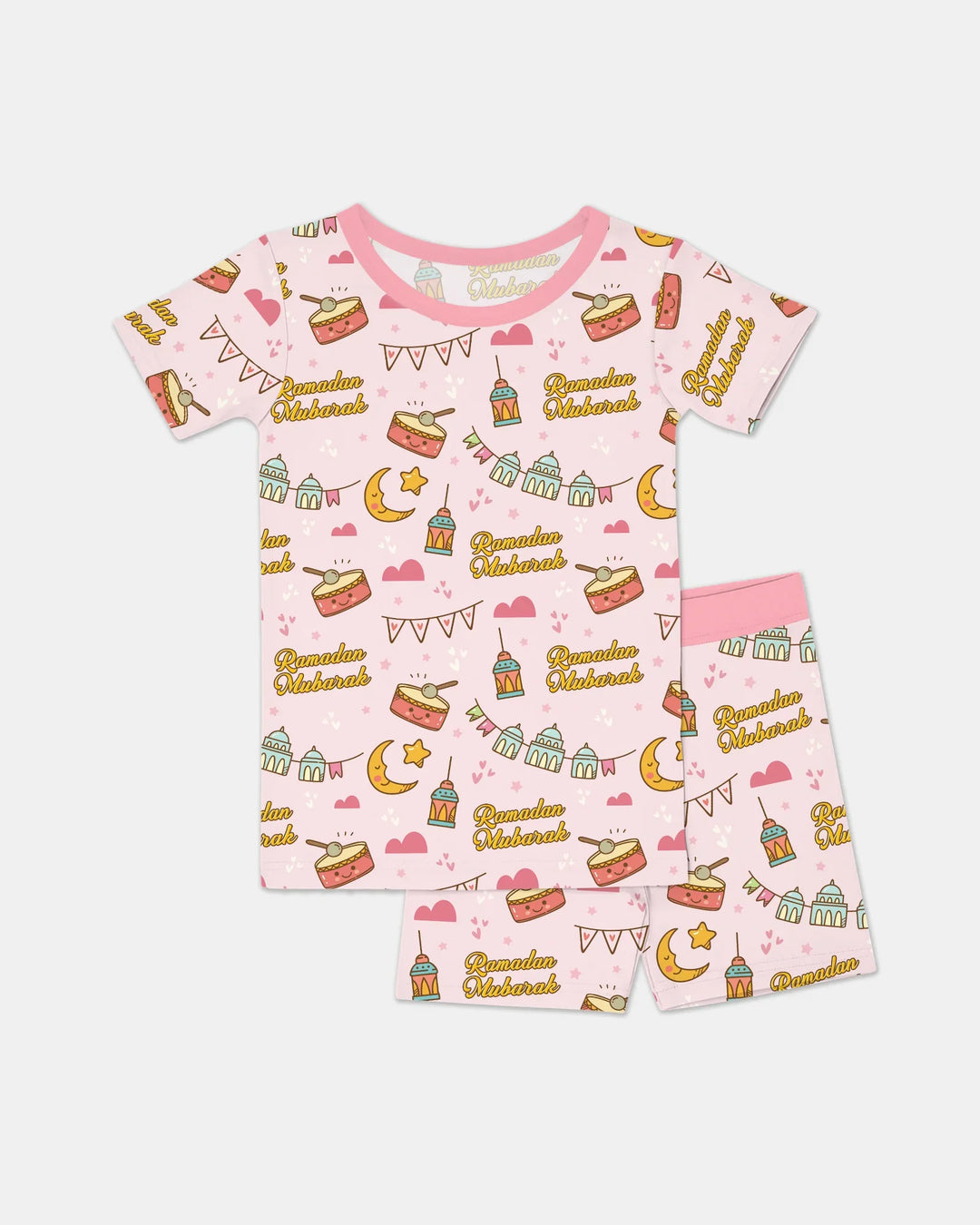 Ramadan Mubarak Two Piece Short Sleeve Shorts Pajama Set