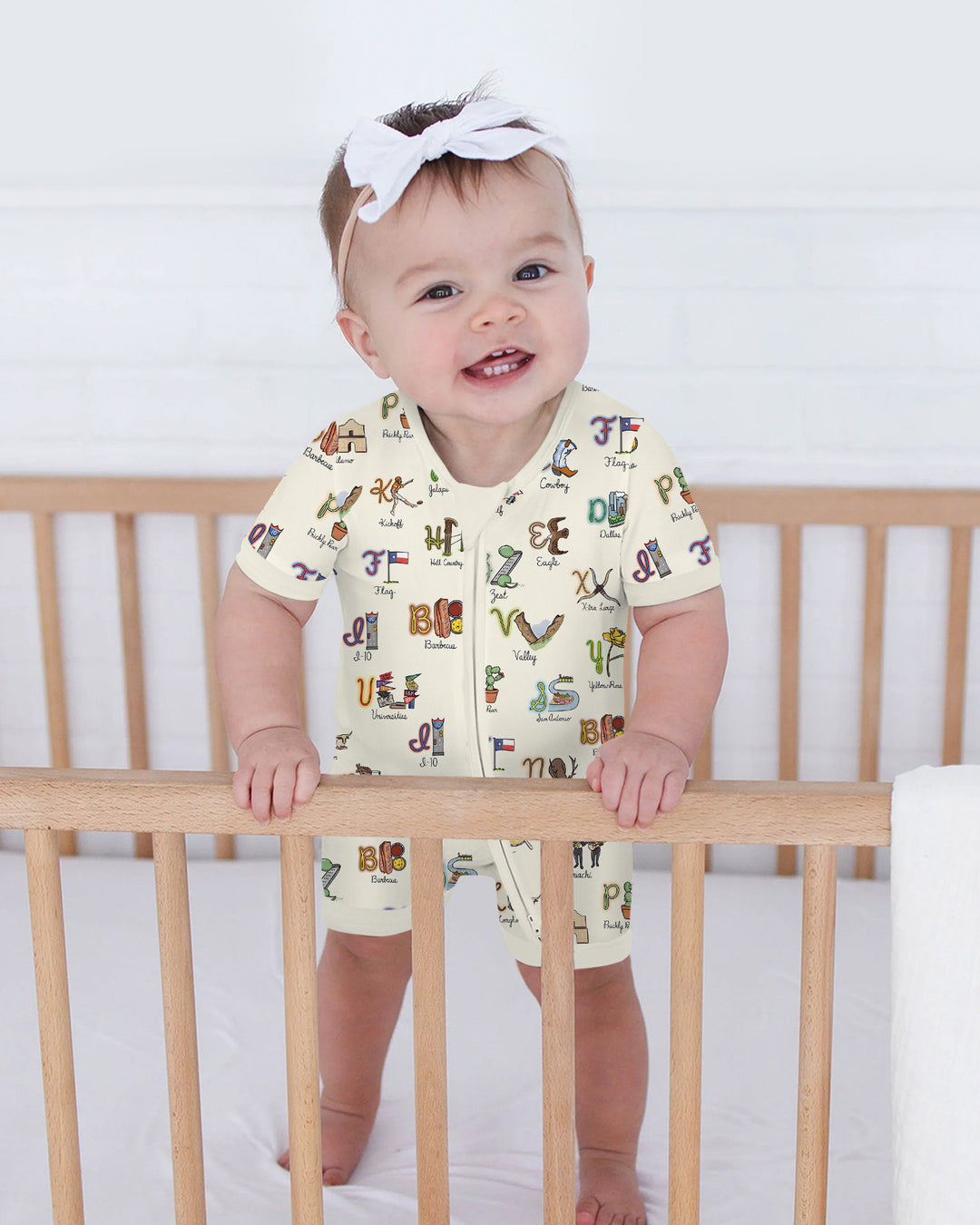 Texas Alphabet Bamboo Shorty Zippy