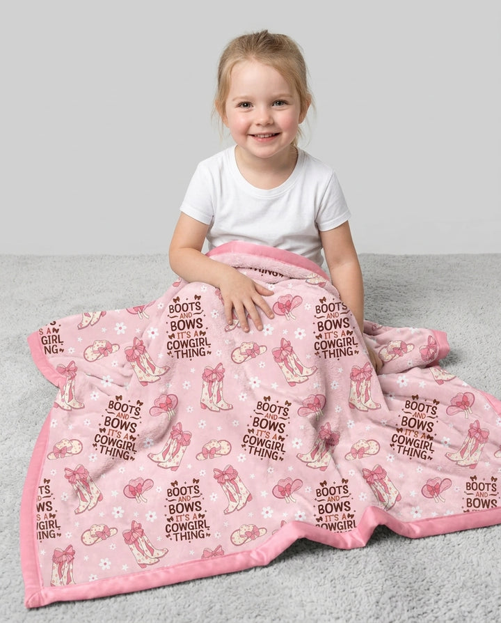 Western Cowgirl Boots And Bows Bamboo Blanket