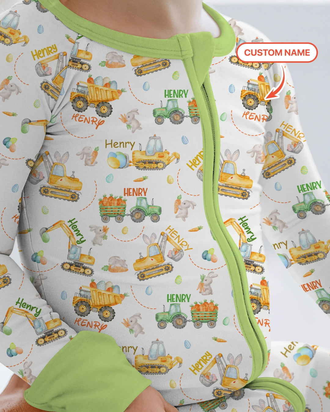 Easter Construction Vehicles Custom Name Convertible Zippy