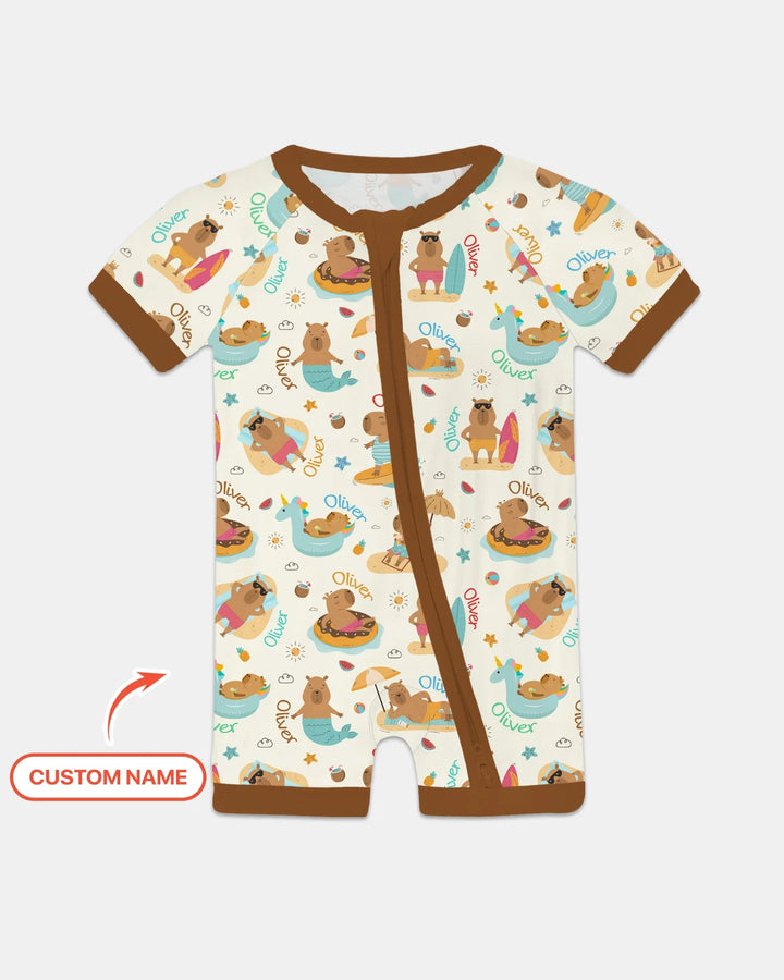 Don't Worry, Be Capy Mono Personalizado Bambú Manga Corta Zippy