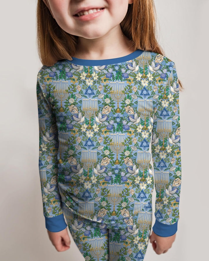 Hanukkah the Festival of Lights Mommy & Me Matching Bamboo Two Piece Long Sleeve Pajama Set
