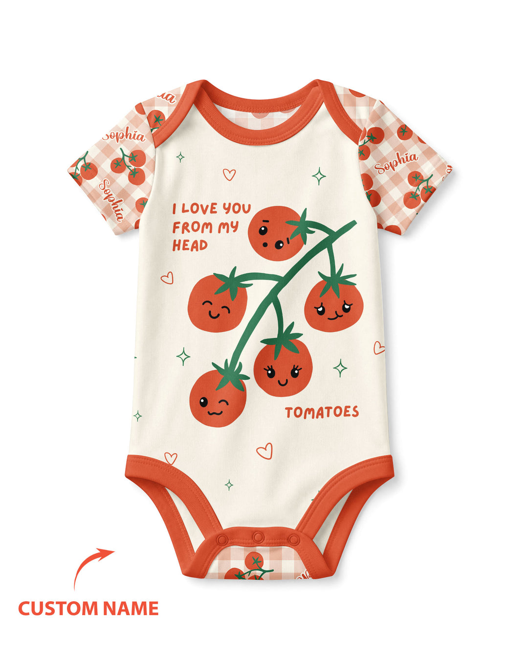 I Love You From My Head Tomatoes Custom Name Bamboo Bodysuit