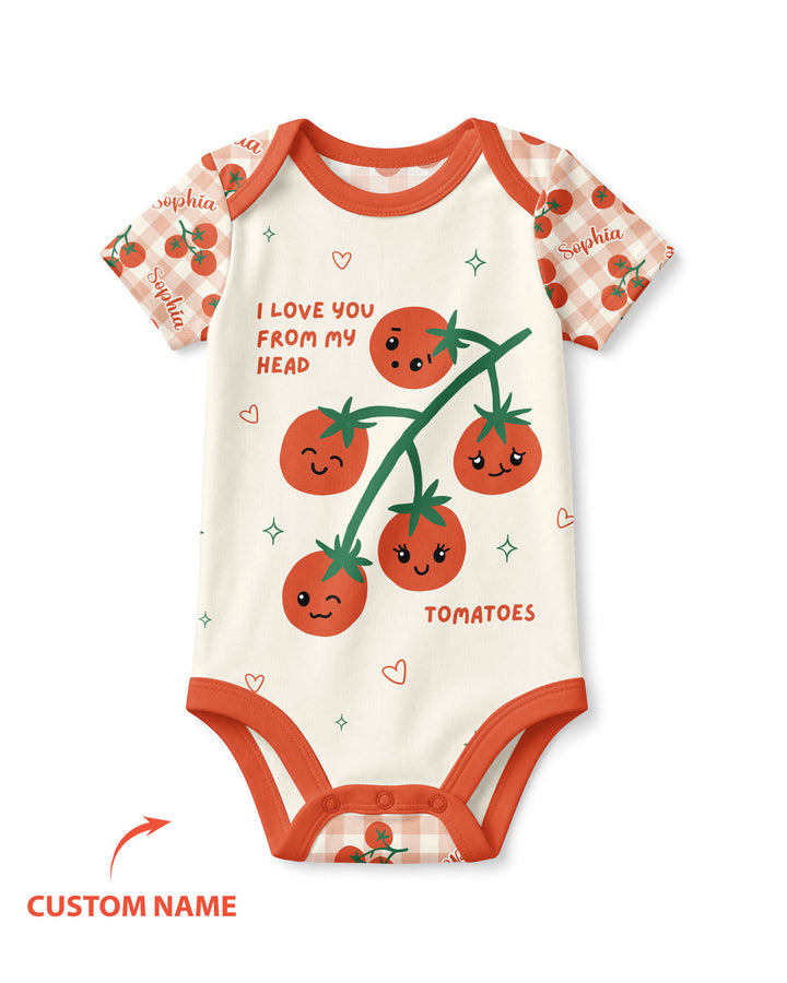 I Love You From My Head Tomatoes Custom Name Bamboo Bodysuit