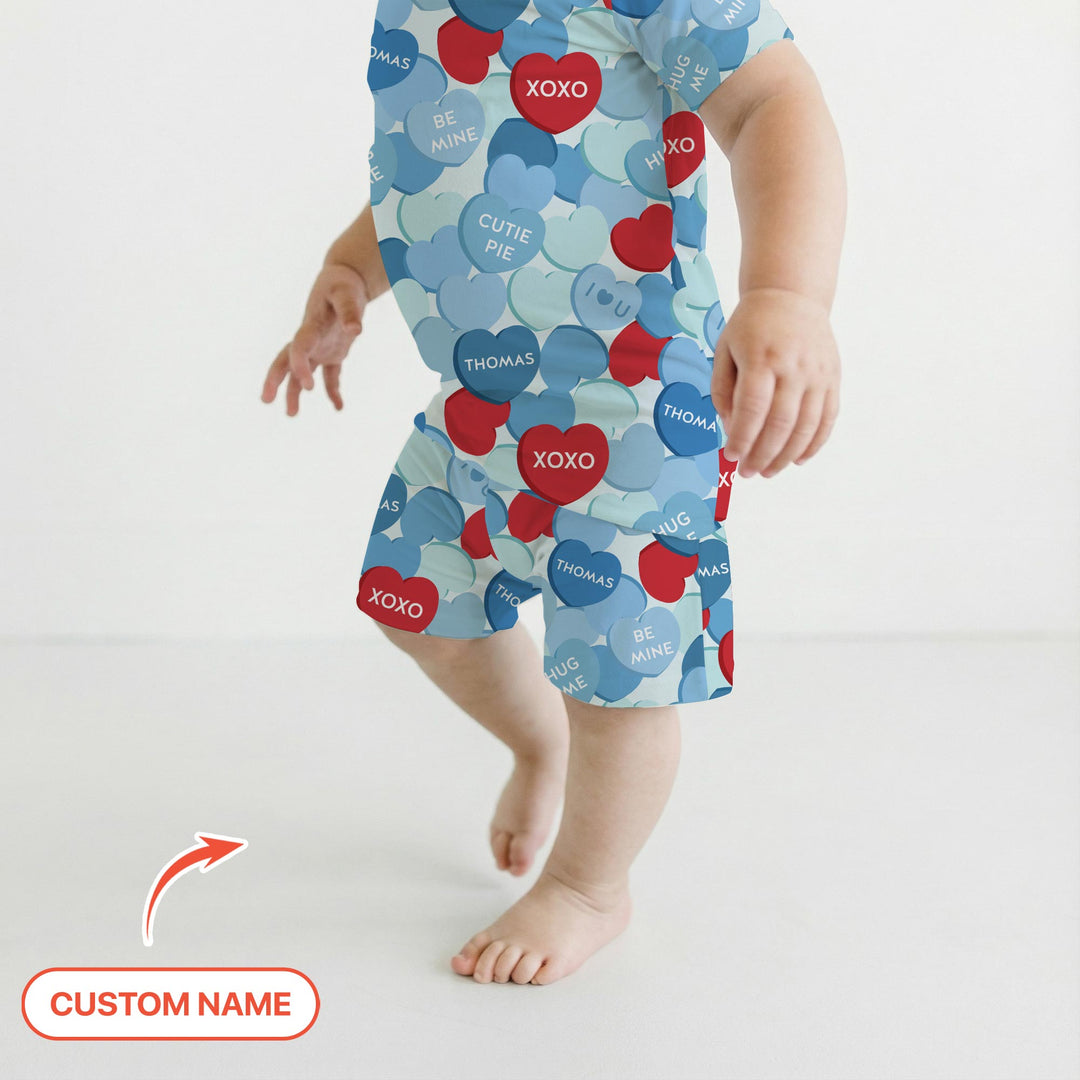 Valentine Candy Crush Family Matching Two Piece Short Sleeve Shorts Pajama Set