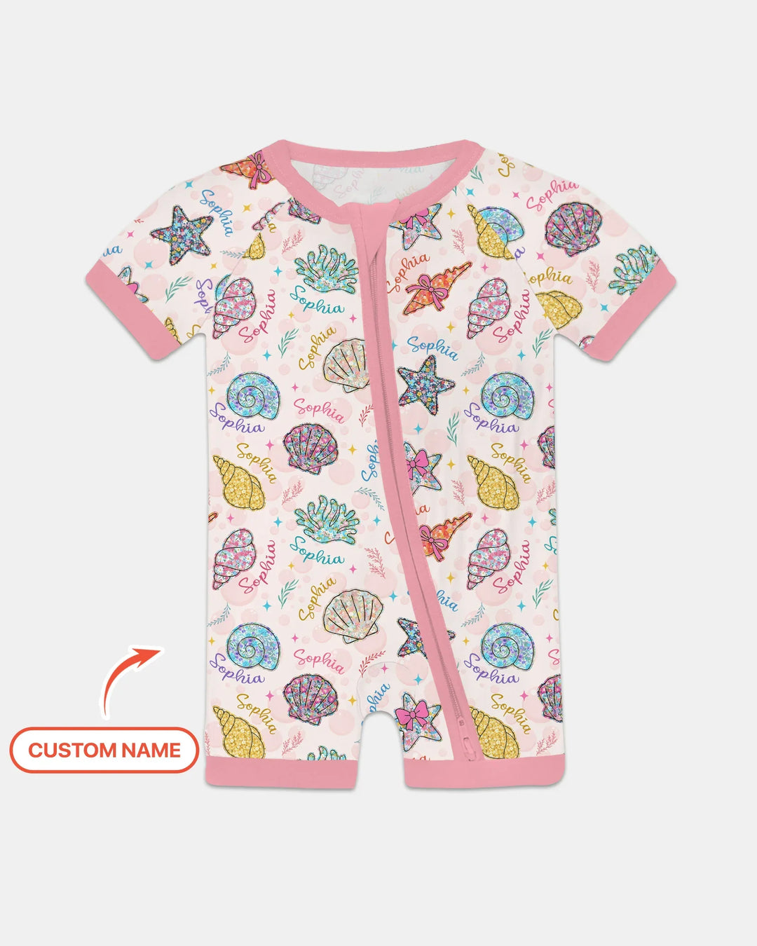 Nombre Personalizado Flores Silvestres de la Costa Verano Shorty Zippy de Bambú