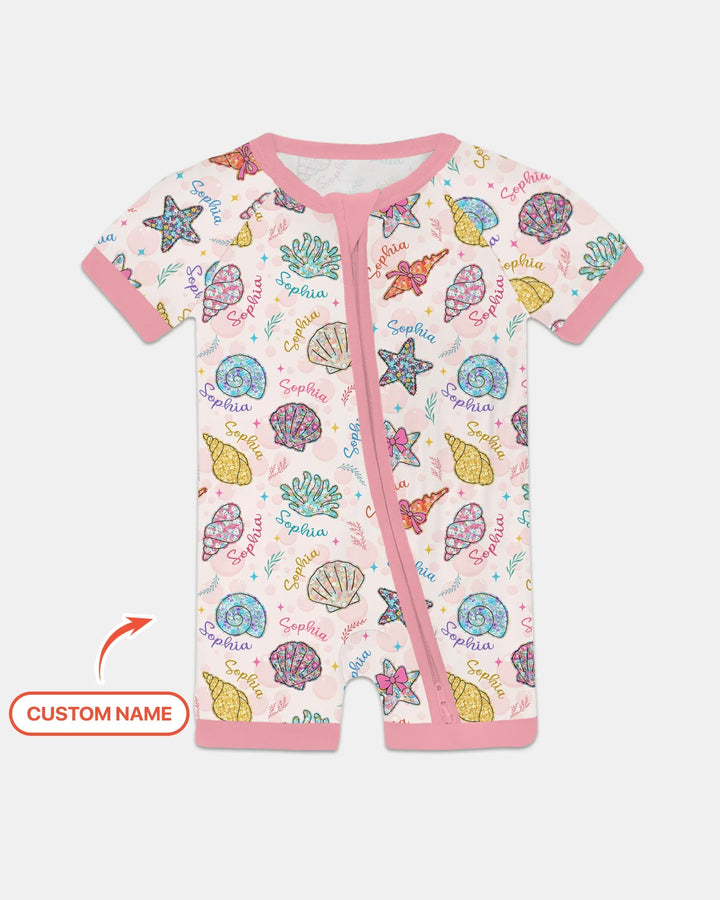 Nombre Personalizado Flores Silvestres de la Costa Verano Shorty Zippy de Bambú