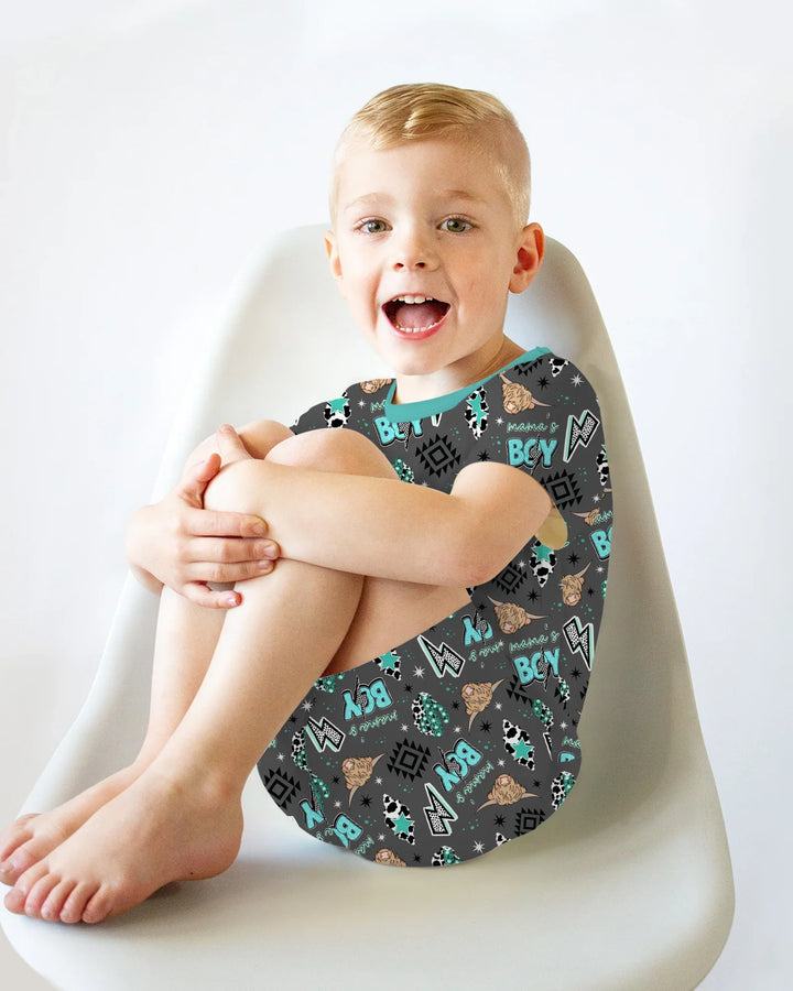 Western Mama & Me Matching  Bamboo Two Piece Short Sleeve Shorts Pajama Set