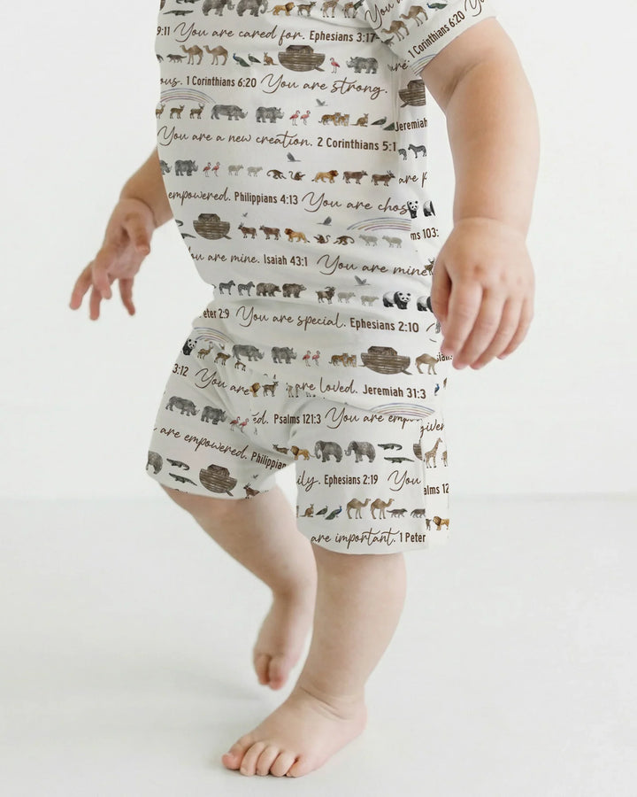 Biblical Noah's Ark Bamboo Two Piece Short Sleeve Shorts Pajama Set