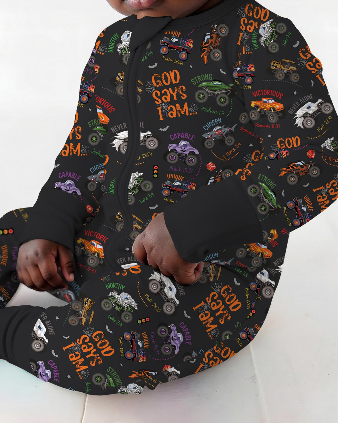 God Says I Am BOY Halloween Monster Truck  Bamboo Convertible Zippy