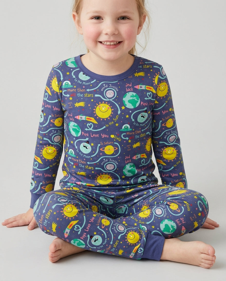 Conjunto de pijama de dos piezas de bambú con mangas largas, plantilla PERSONALIZADA