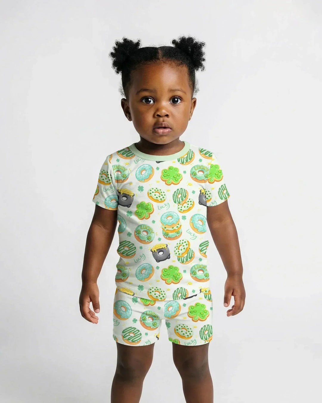 St. Patrick's Day Donut Two Piece Short Sleeve Shorts Pajama Set