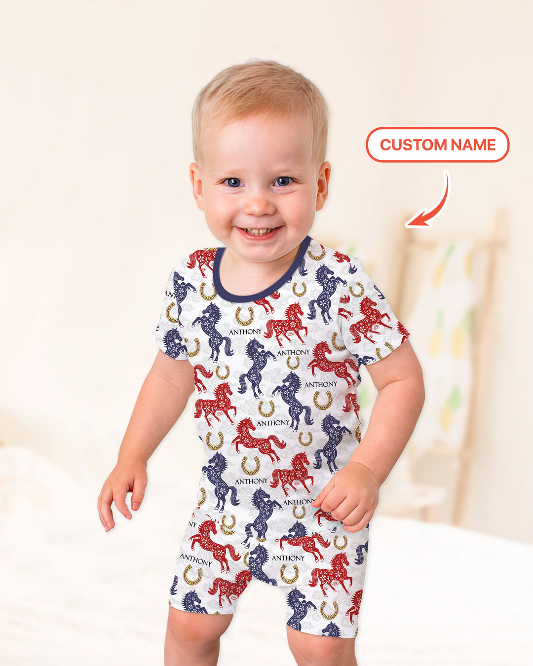 Zweiteiliges Pyjama-Set mit kurzen Ärmeln und Shorts im Sommer-Design